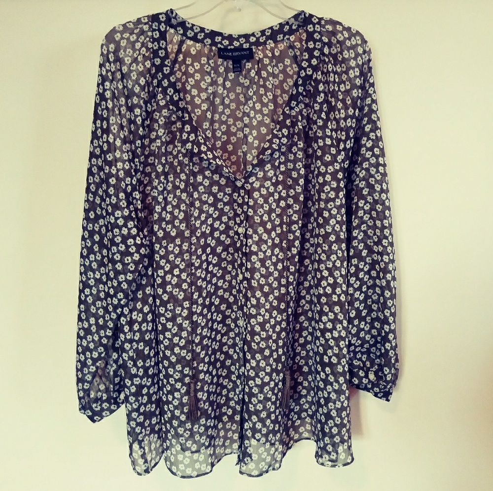 {LANE BRYANT} Sheer Olive Blouse